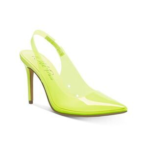 WILD PAIR Womens Green Stretch Darcie Pointed Toe Stiletto Slip On Slingback 6 M